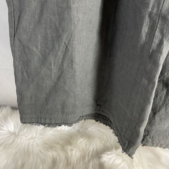 Anthro Cloth & Stone Grey Linen Wide Leg Raw Hem Crop Pants :Sz M - Picture 9 of 9